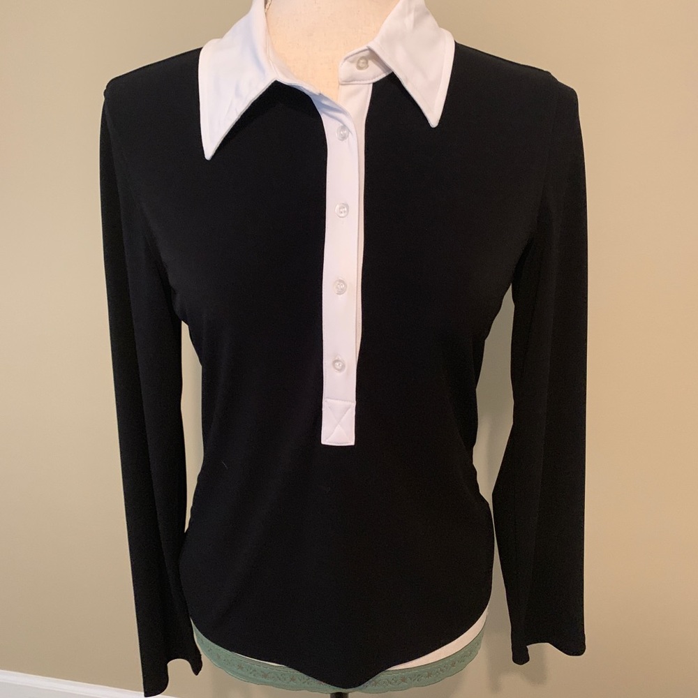 Knit with silk collar shirt